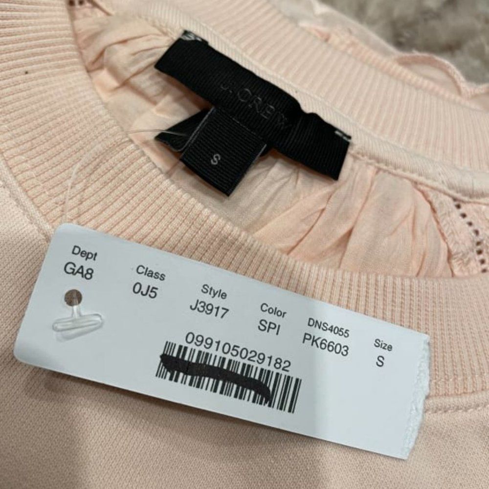 New J. Crew Eyelet Back Sweatshirt Peach Small S Patel Pink - Picture 8 of 9